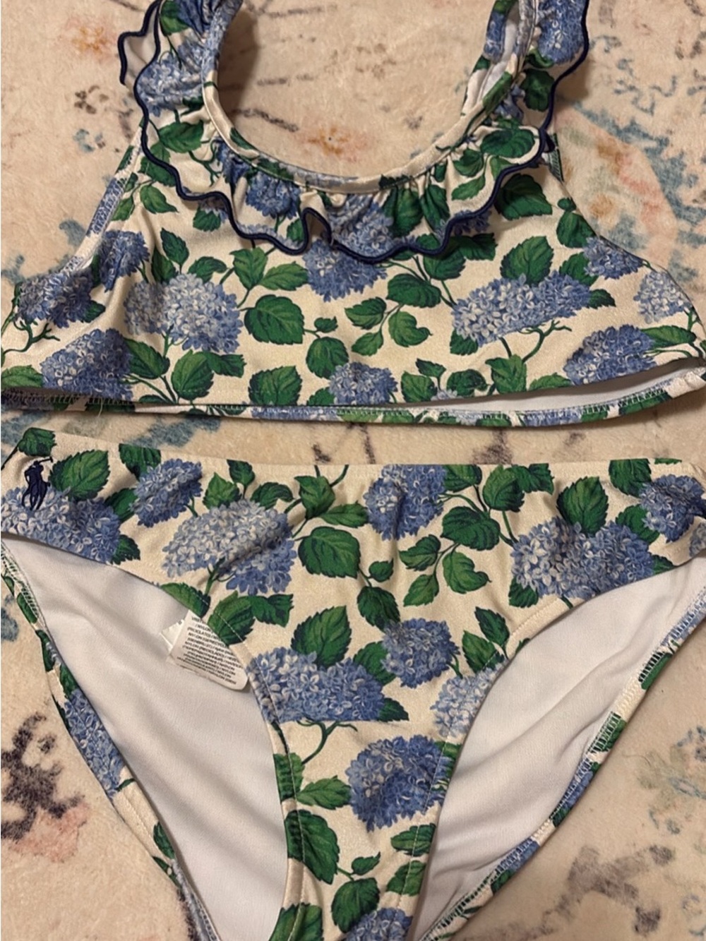 Polo by Ralph Lauren Girls Blue & Green Floral Bikini Set. Size 10. Like New!